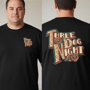 1991 World Concert Tour Black Three Dog Night Band Sunflower Tee T-Shirt 3XL EUC